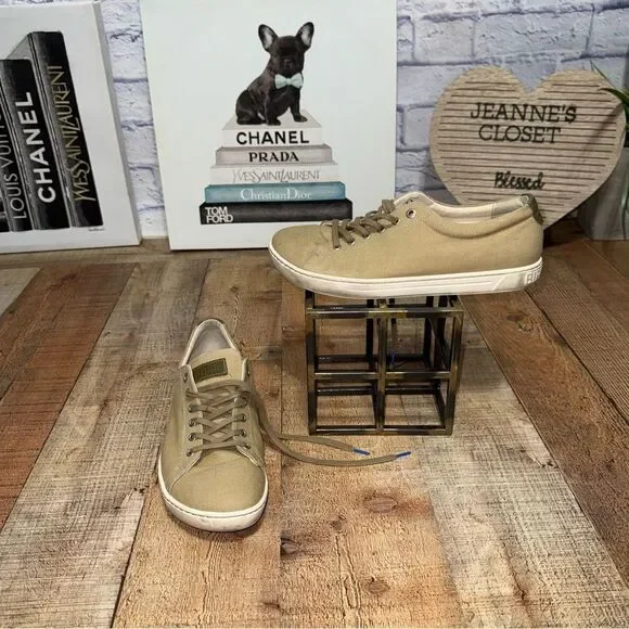 Birkenstock Arran Women’s Taupe Tan Canvas Lace Up Sneaker Size EURO 41 L 10 - Picture 1 of 10